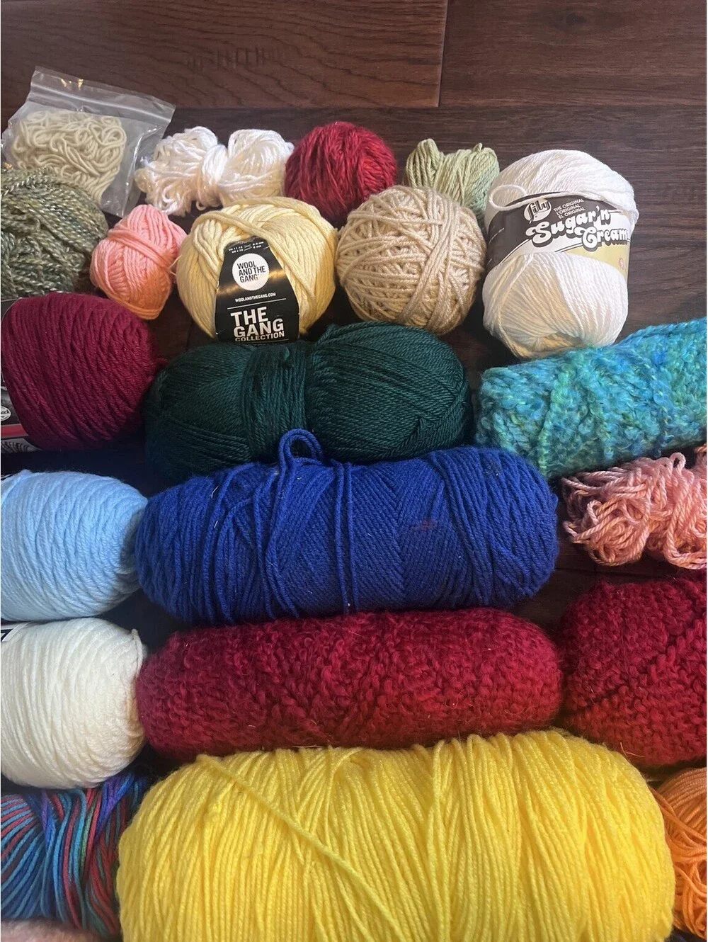 Large Mixed Yarn Lot 30+ Skeins Balls Red Heart Sugar’n Cream Craft Crochet